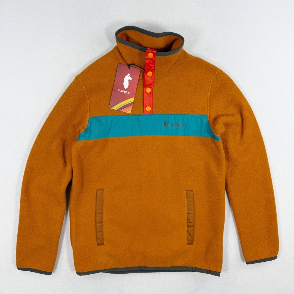 Cotopaxi Teca Half Zip Windbreaker Fleece Mens XS Wombat Orange‎ Blue Snap NEW